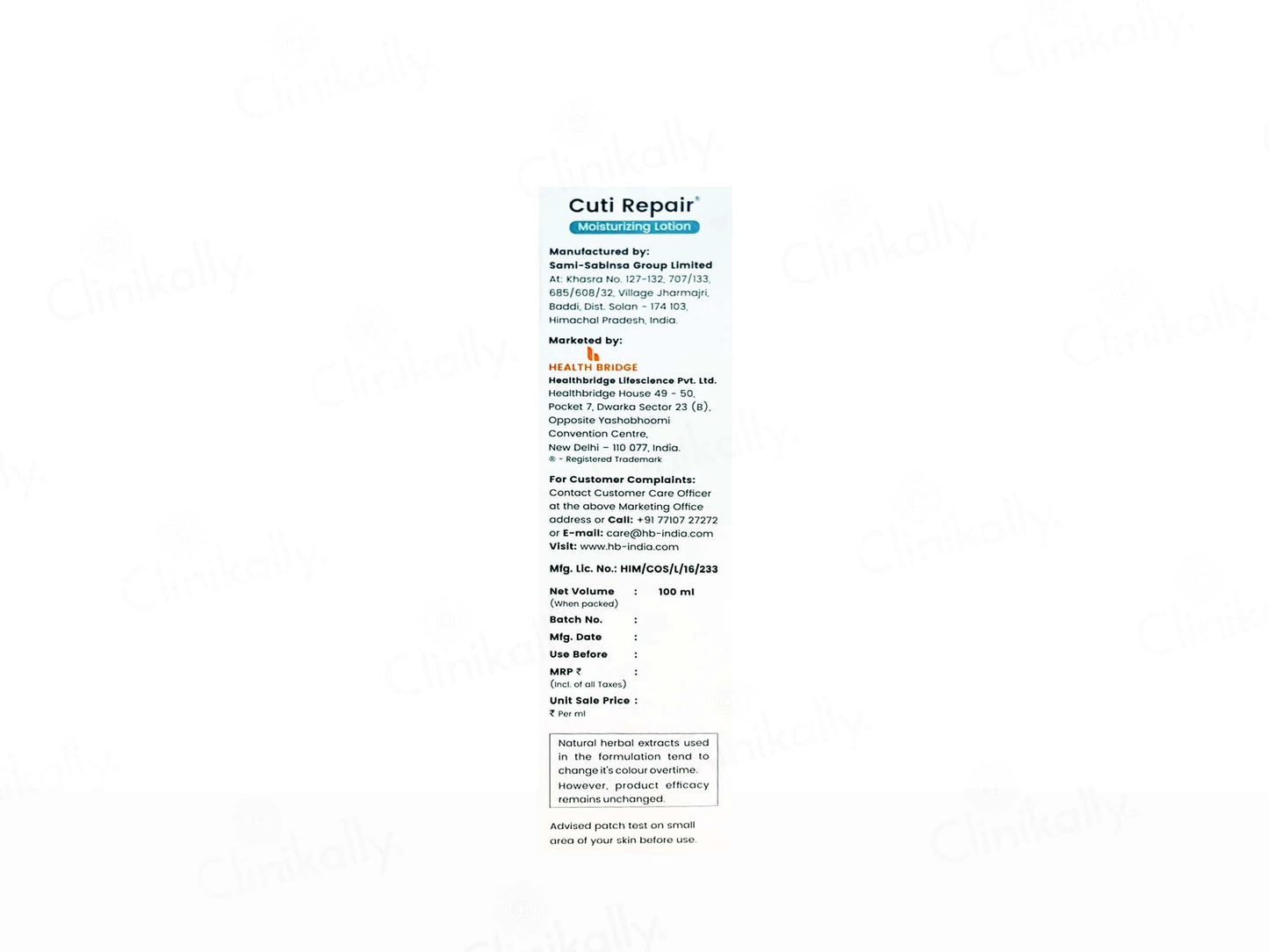 Cuti Repair Moisturizing Lotion