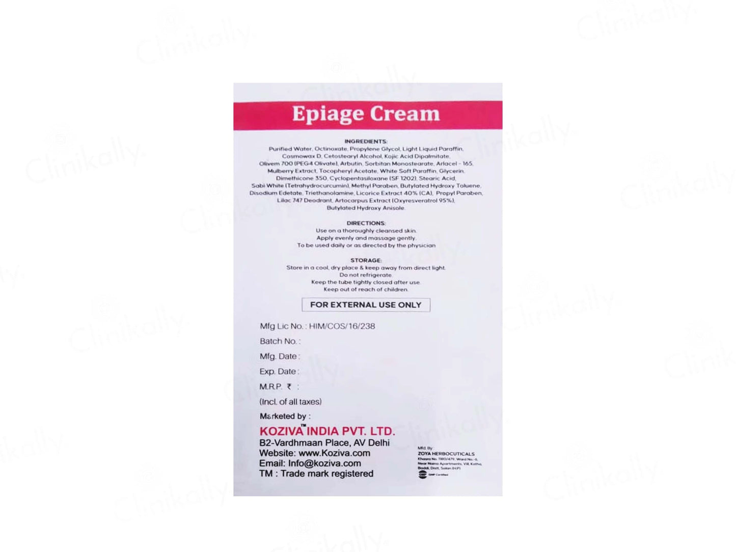 Epiage Depigmenting and Skin Lightening Cream