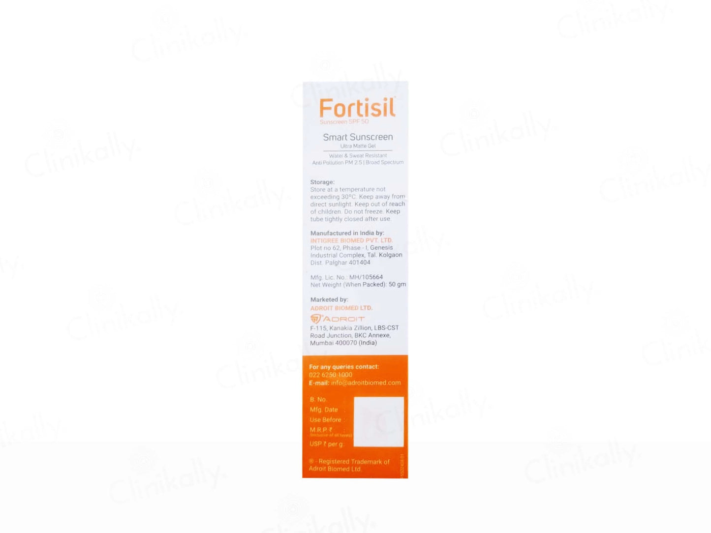 Fortisil Smart Sunscreen Ultra Matte Gel SPF 50 PA
