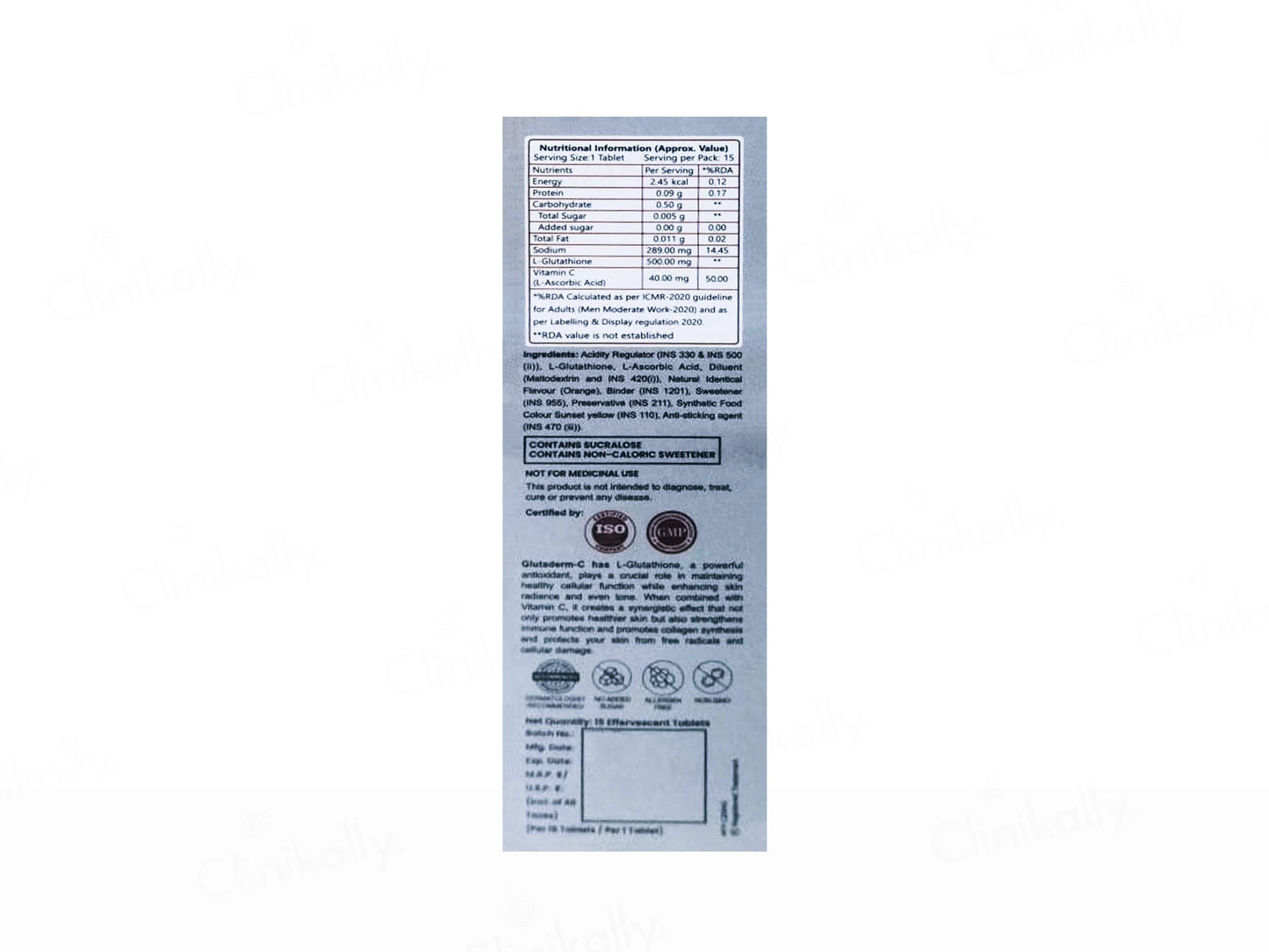 Glutaderm-C Effervescent Tablet - Orange Flavour