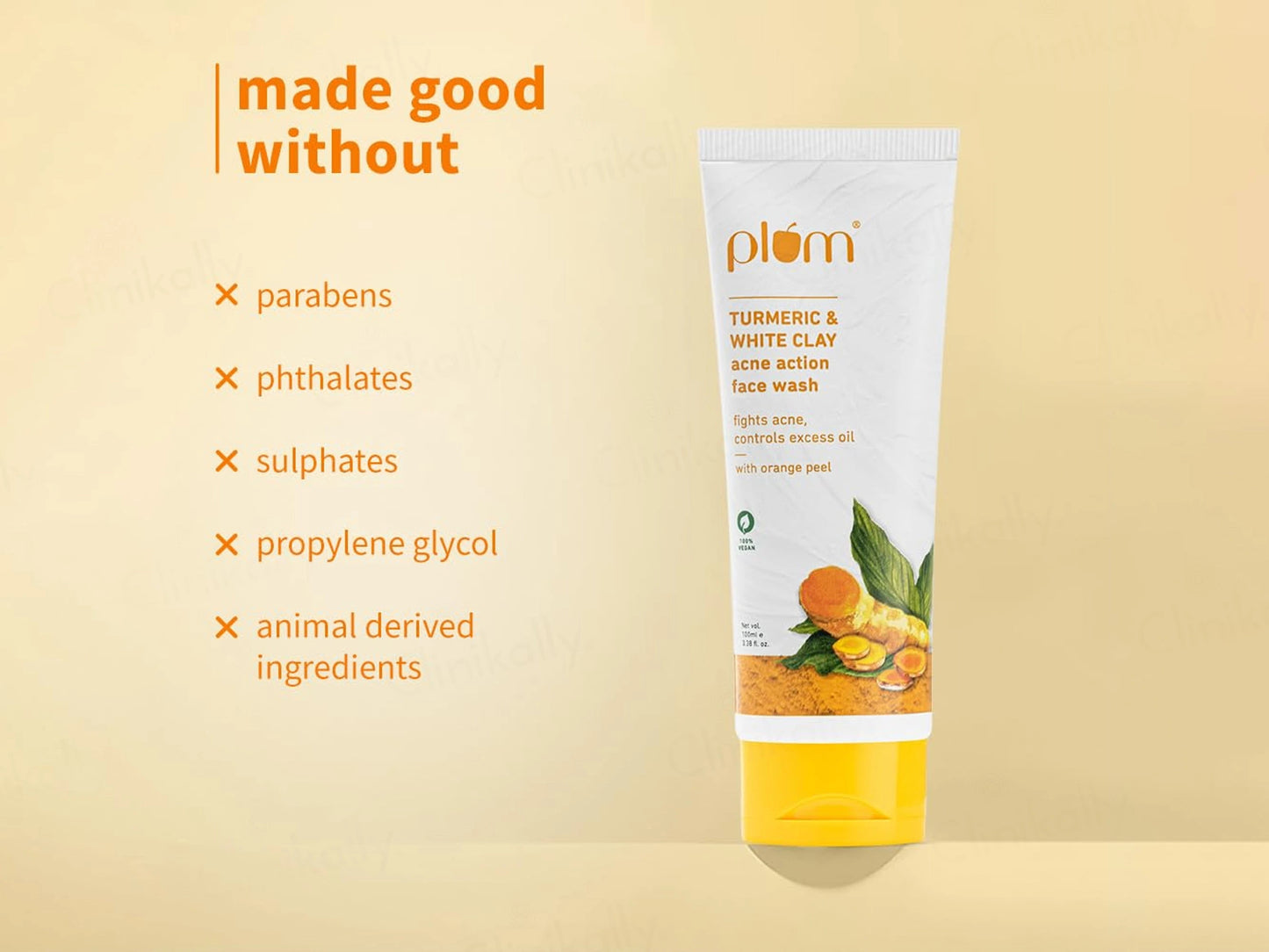 Plum Turmeric and White Clay Acne Action Face Wash With Orange Peel