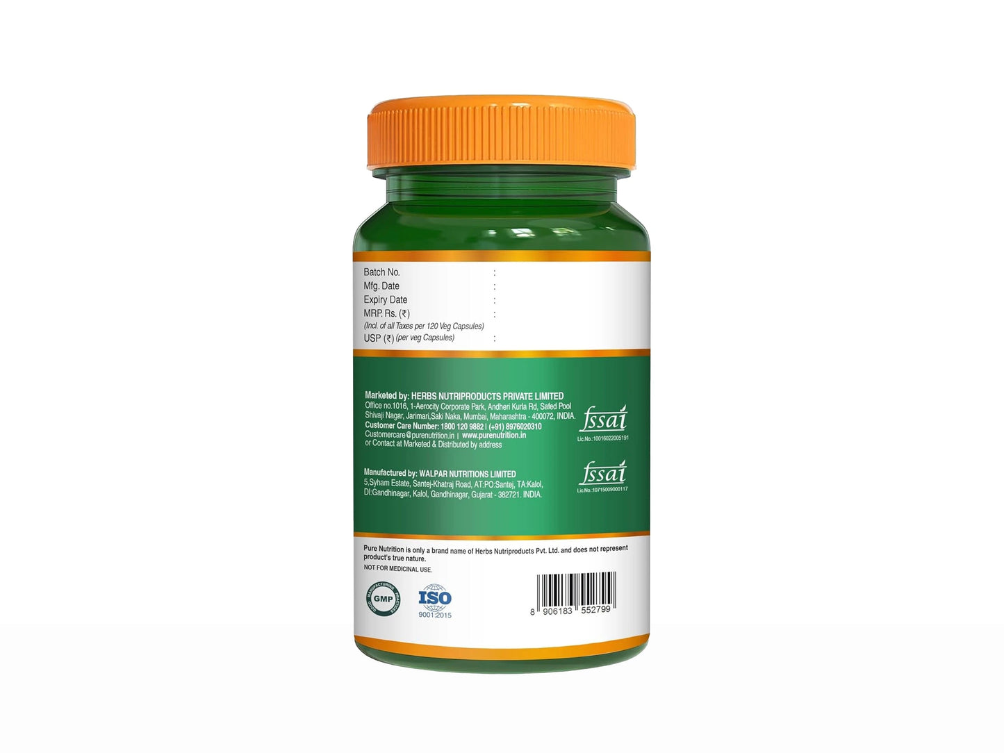 Pure Nutrition Korean Ginseng 800mg Veg Capsule