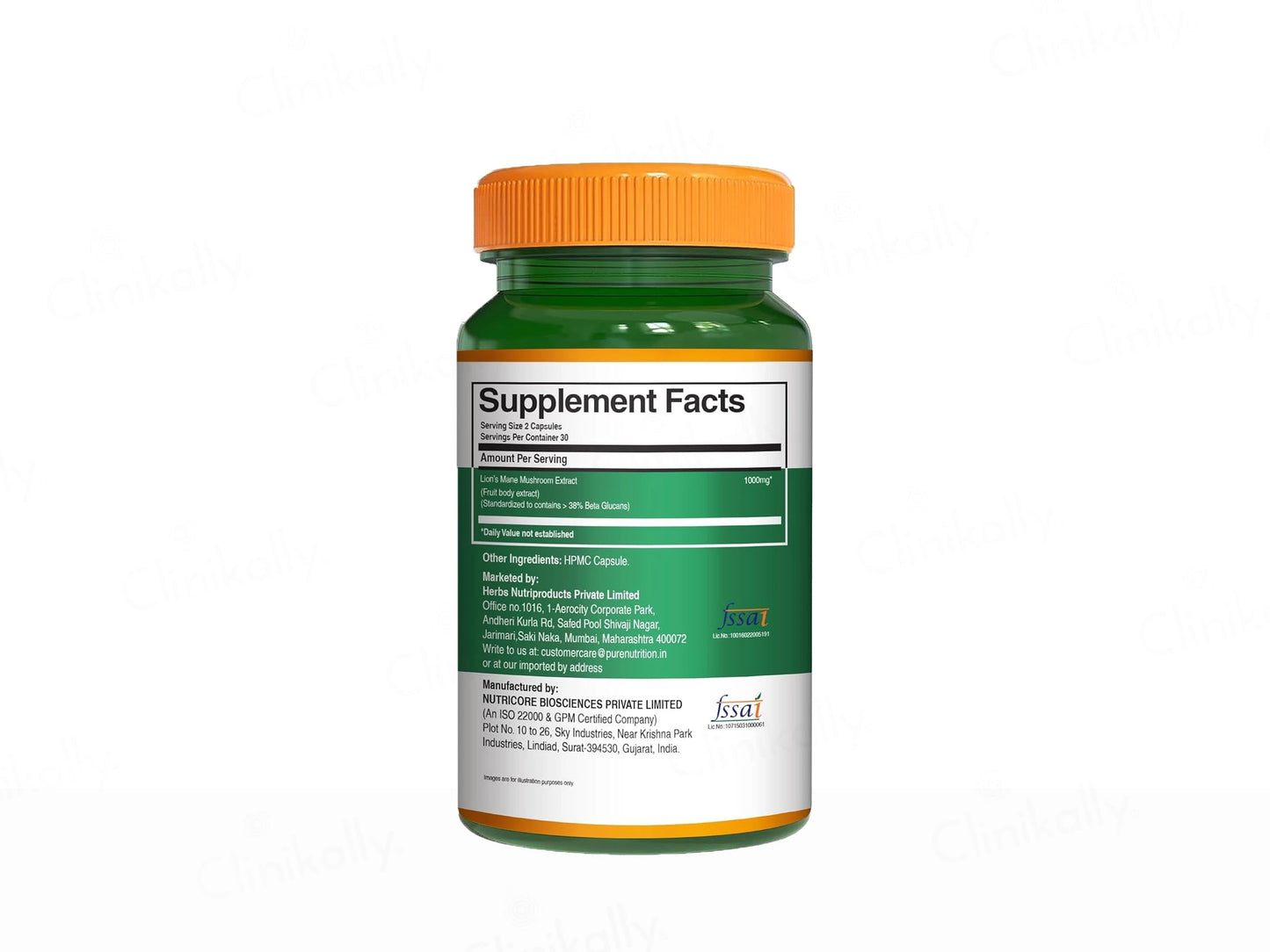 Pure Nutrition Lion's Mane Mushroom Extract 1000mg Veg Capsule