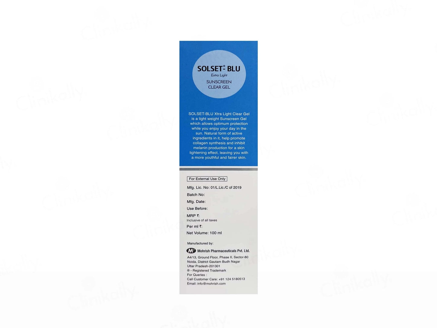 Solset-Blue Extra Light Sunscreen Clear Gel