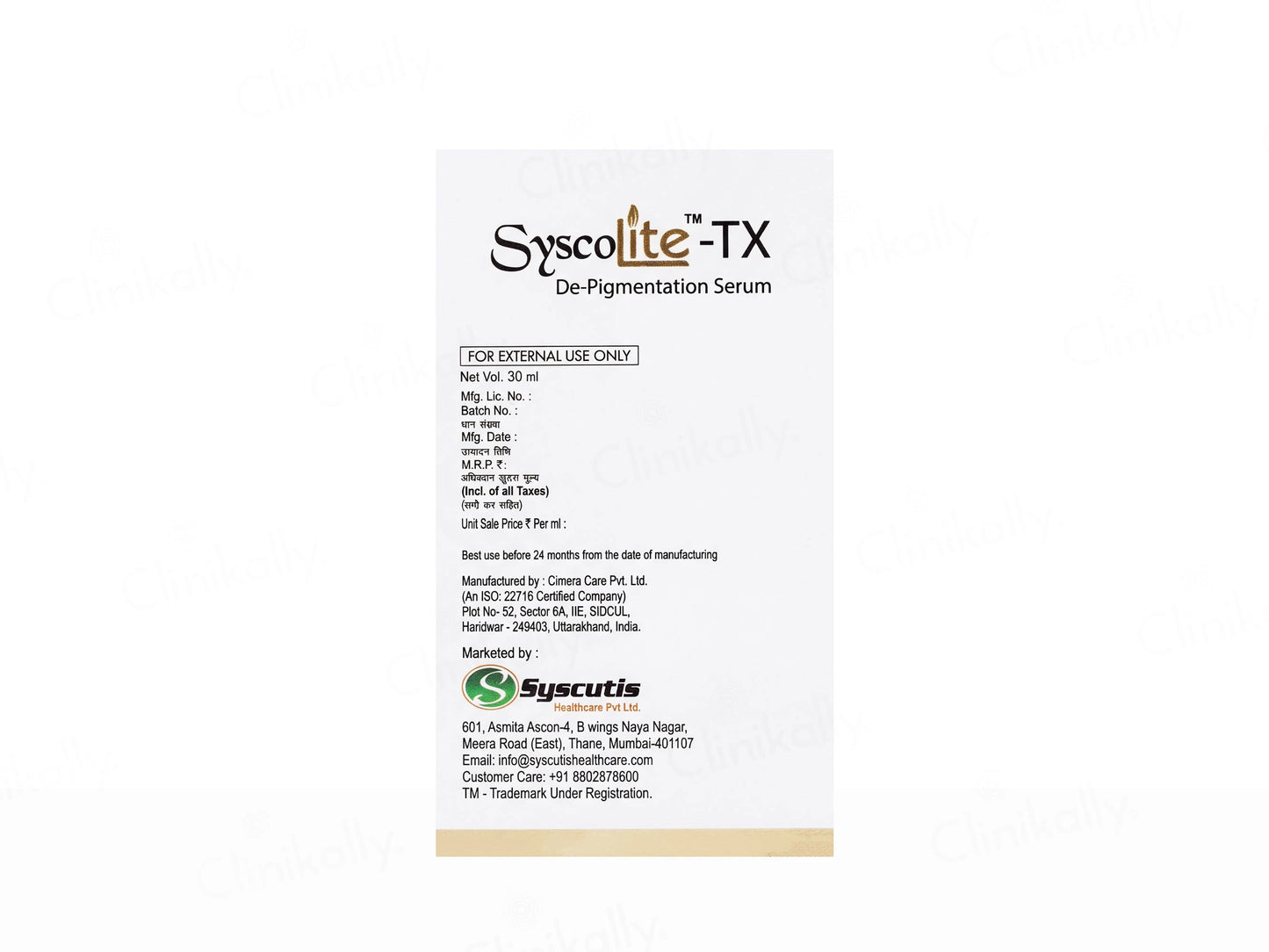 Syscolite-TX De-Pigmentation Serum