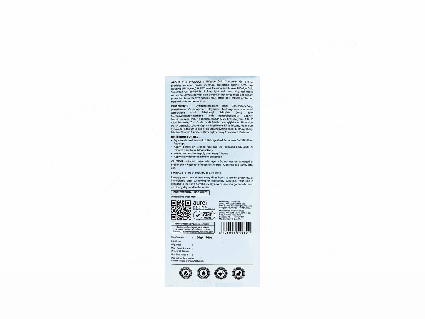 UVedge Gold Ultra Matte Sunscreen Gel SPF 50 PA