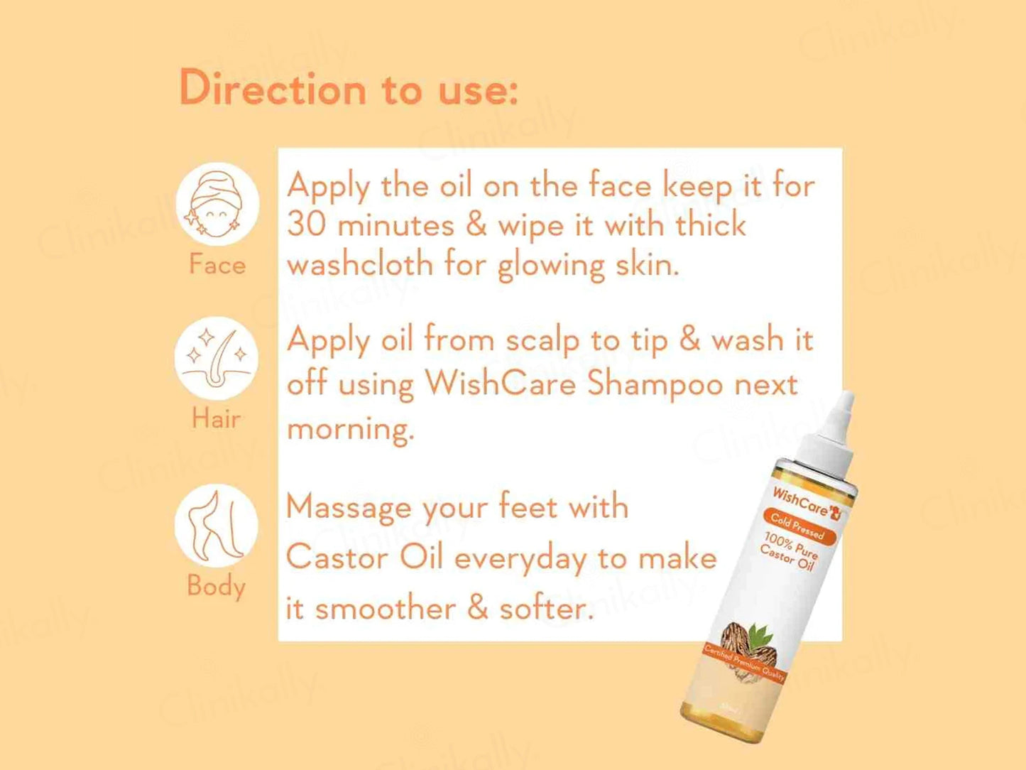 WishCare Cold Pressed 100 Percent Pure Castor Oil
