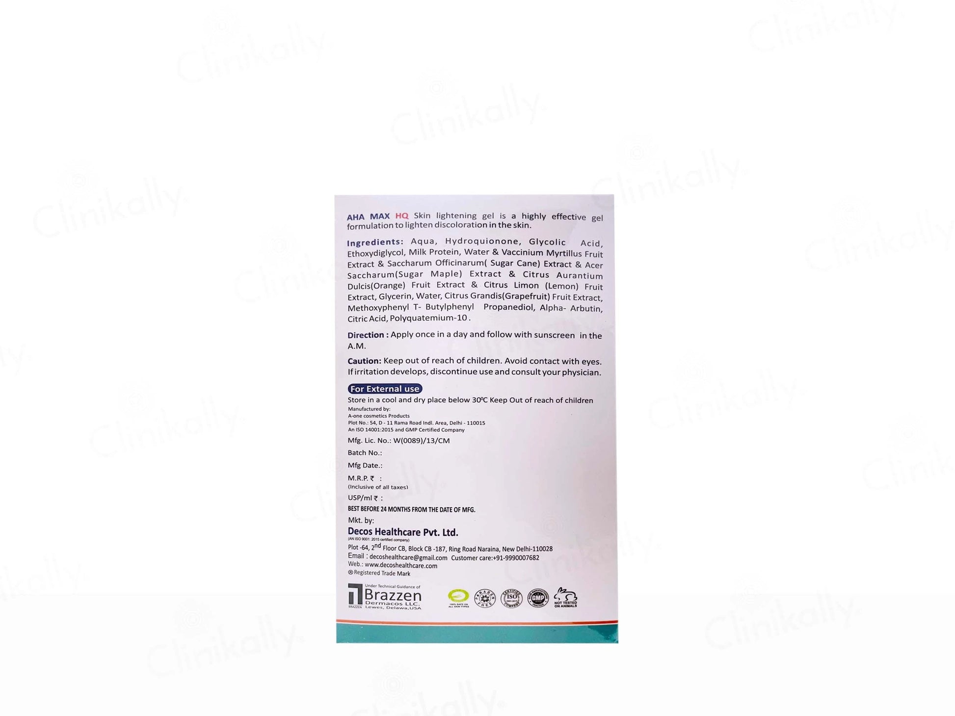 AHA Max-HQ Skin Lightening Gel