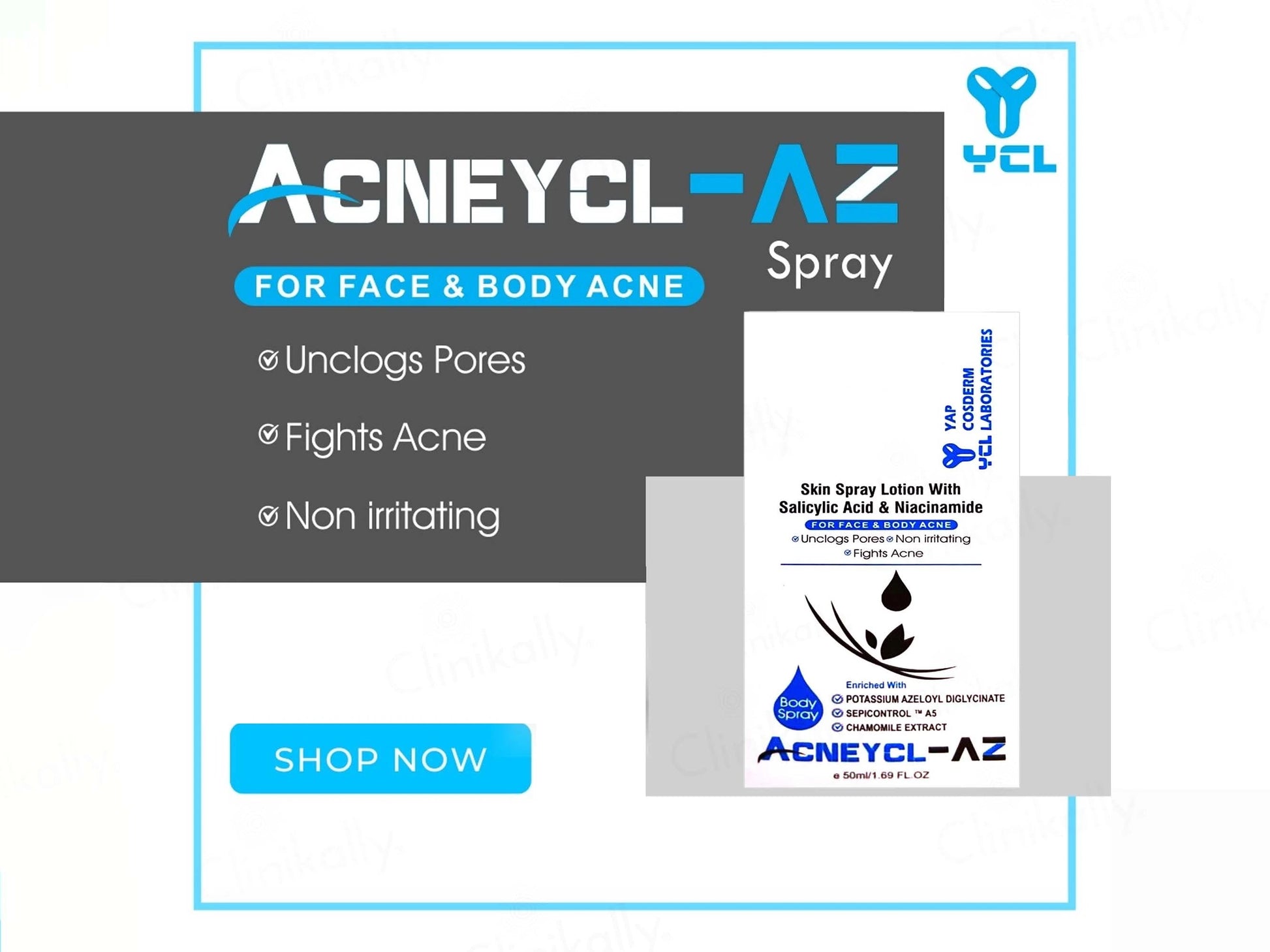 Acneycl-AZ Body Spray For Face and  Body Acne