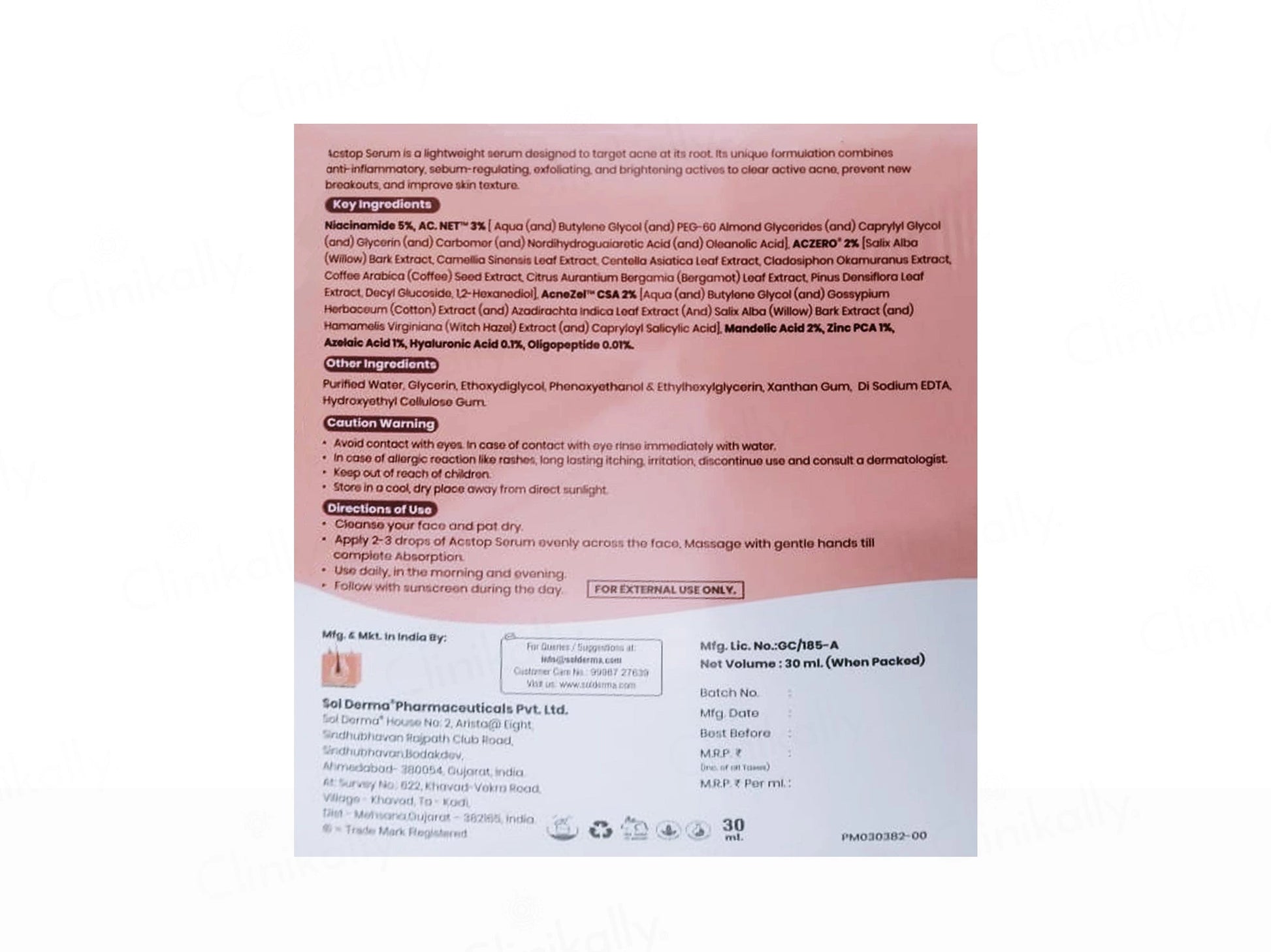 Acstop Lightweight Acne Control Face Serum