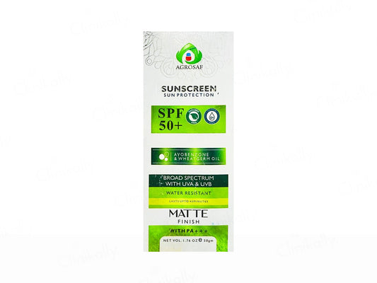 Agrosaf Sun Protection Matte Finish Sunscreen SPF 50 PA