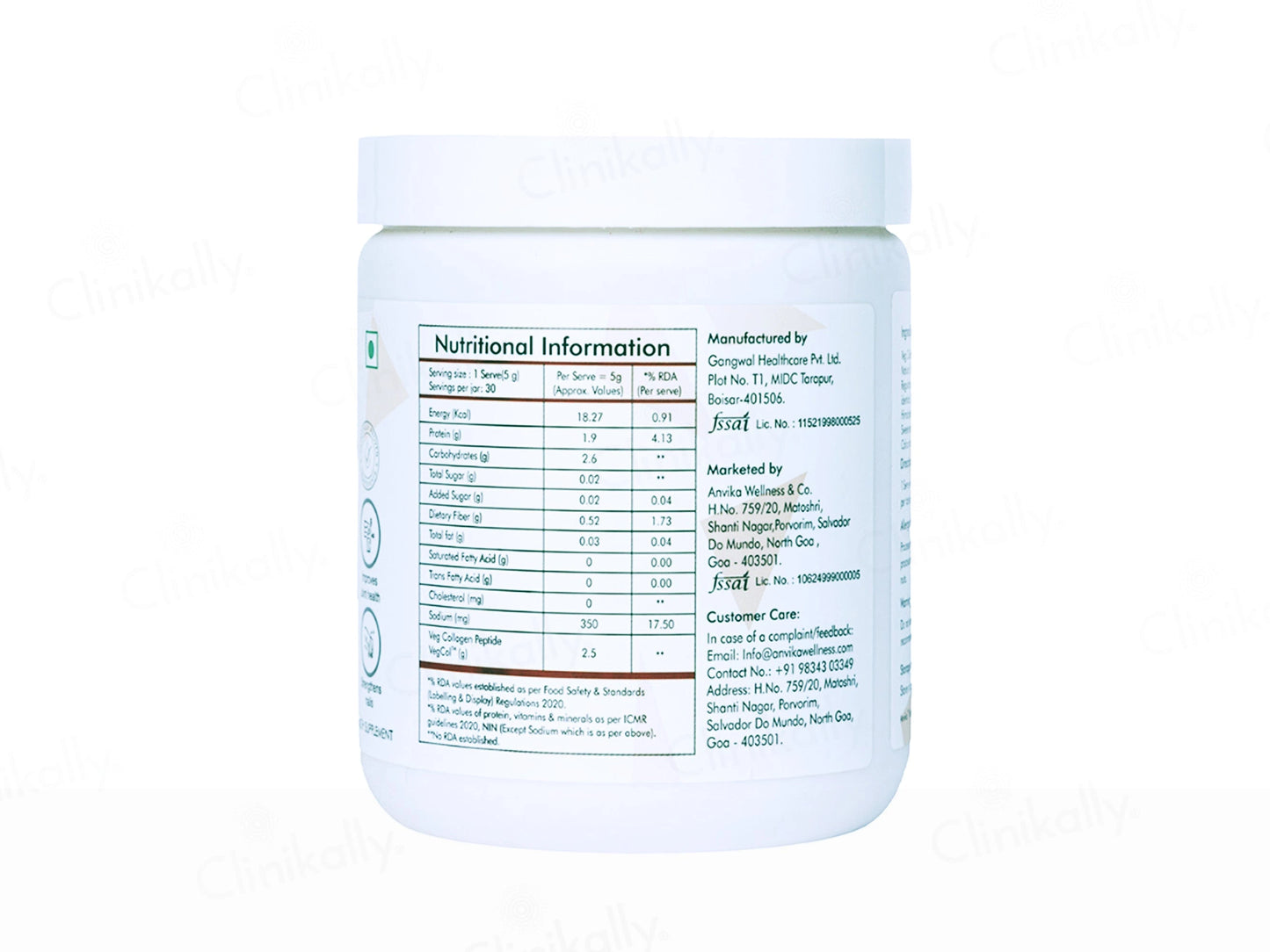 Anvika Veg Collagen Health Supplement Powder - Strawberry Flavour