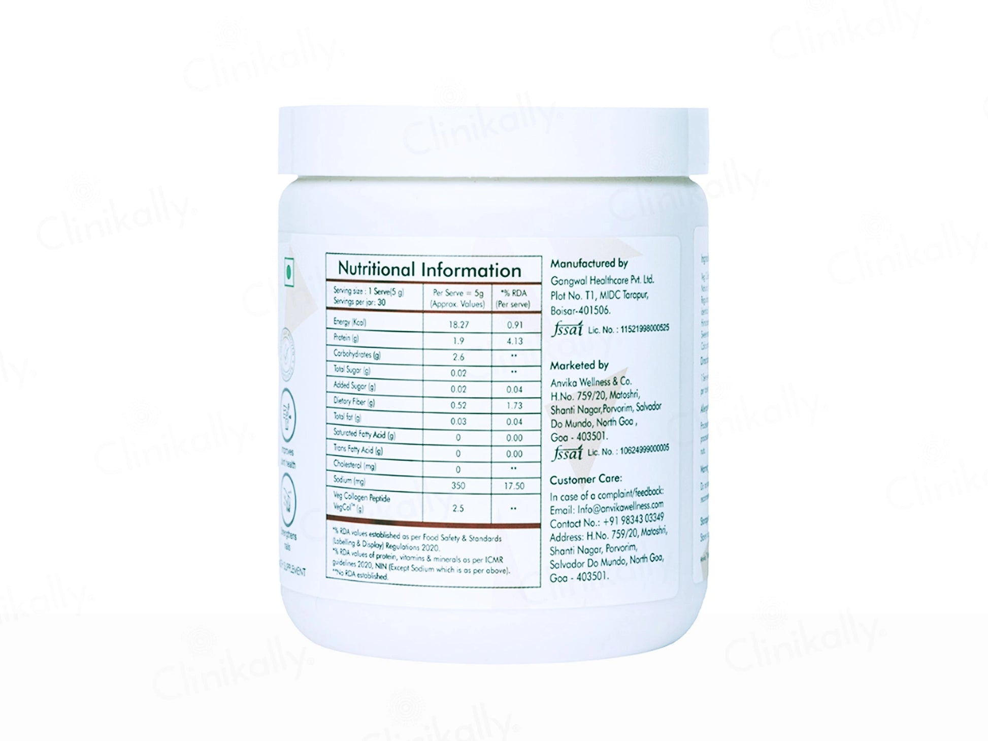Anvika Veg Collagen Health Supplement Powder - Strawberry Flavour