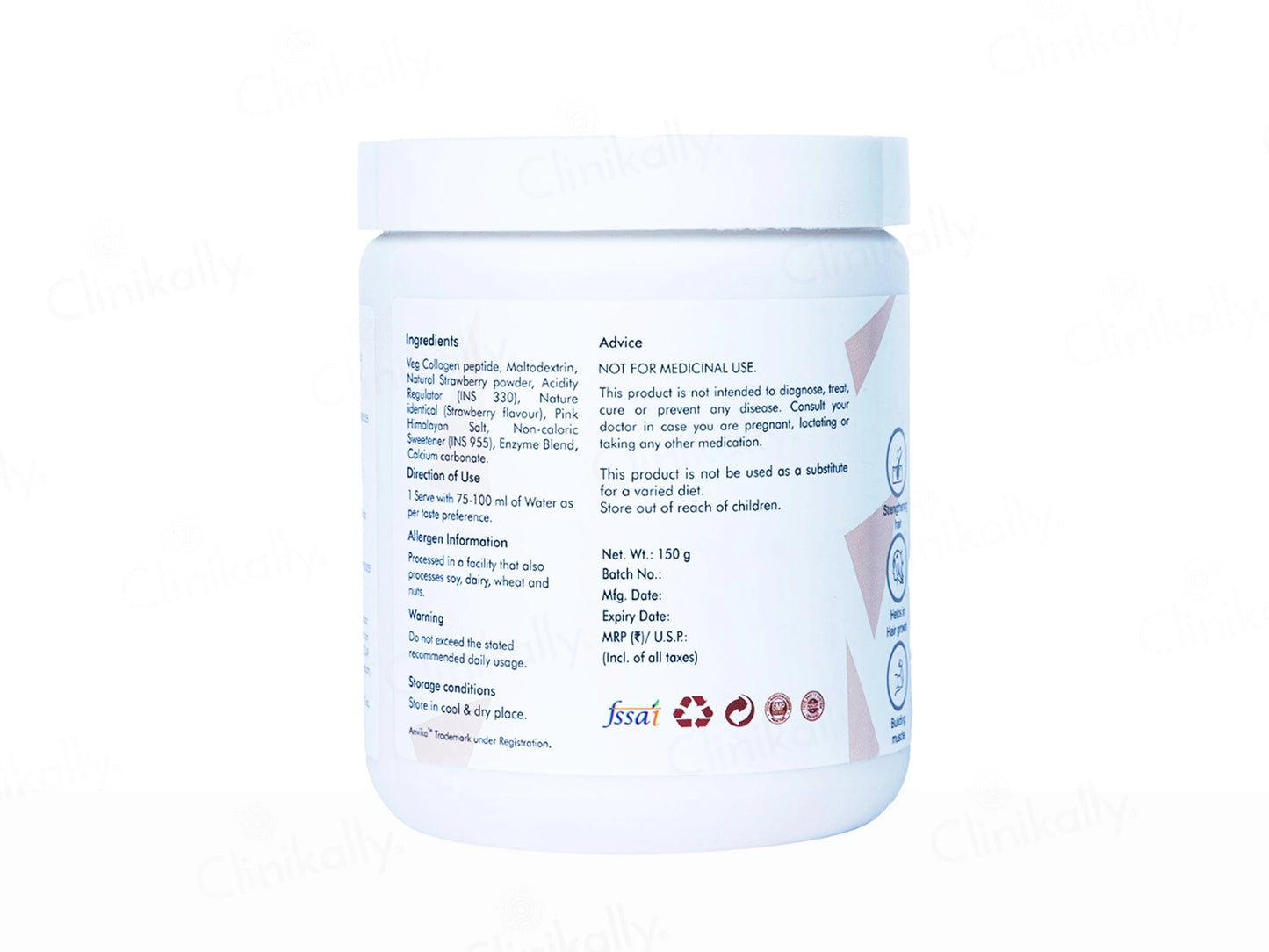 Anvika Veg Collagen Health Supplement Powder - Strawberry Flavour
