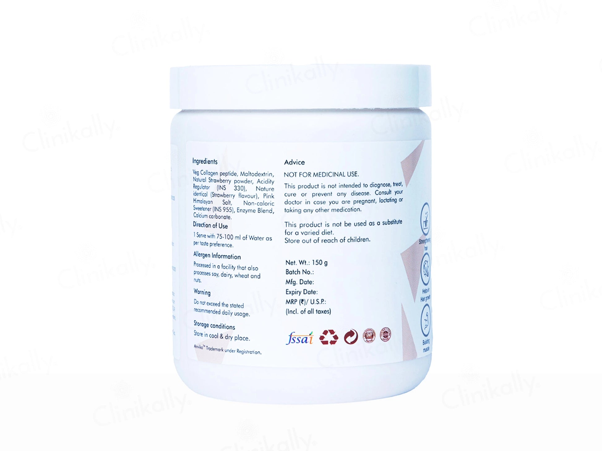 Anvika Veg Collagen Health Supplement Powder - Strawberry Flavour