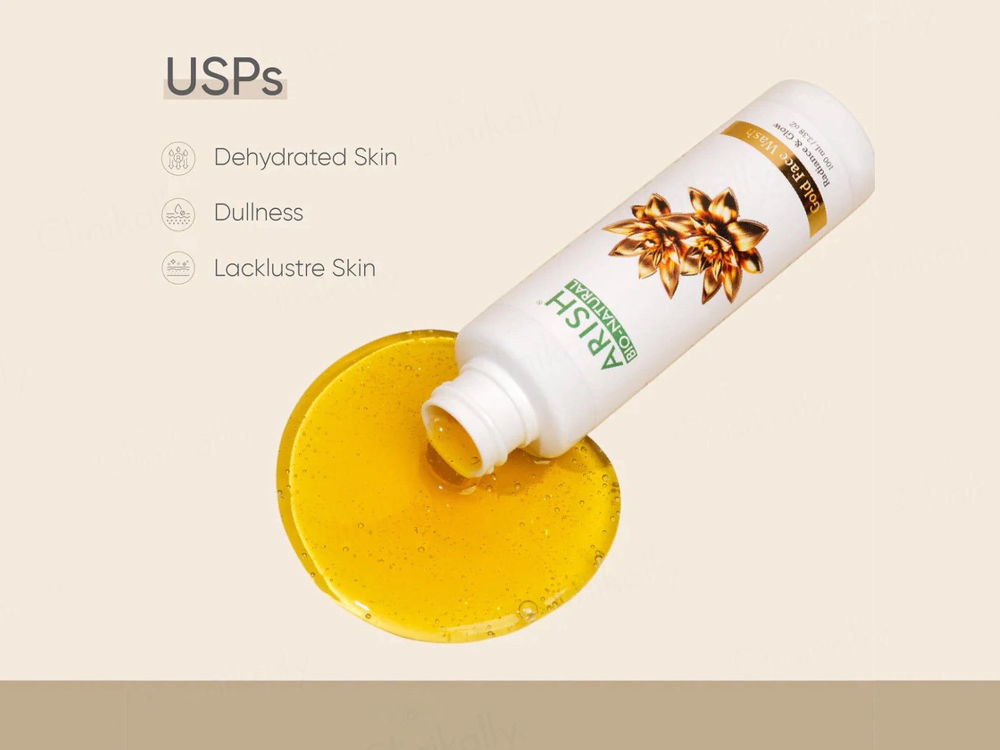 Arish Bio-Natural Gold Radiance and  Glow Face Wash
