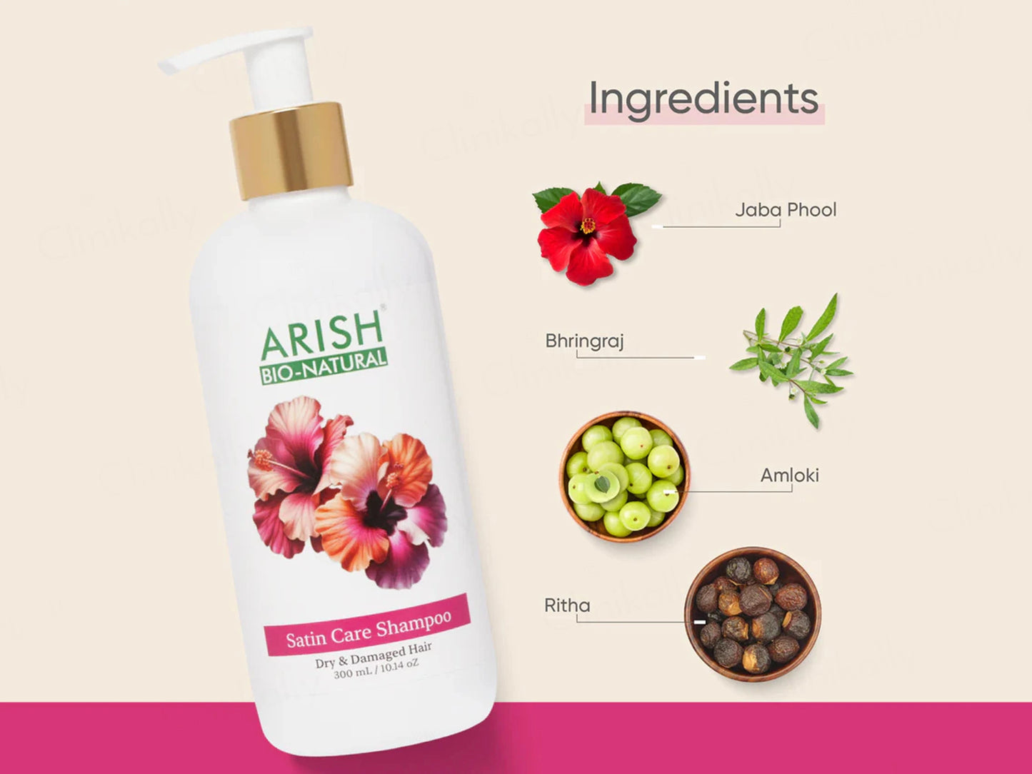 Arish Bio-Natural Satin Care Shampoo For Dry and  Damaged Hair