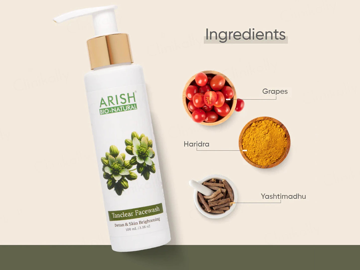Arish Bio-Natural Tanclear Detan and  Skin Brightening Face Wash