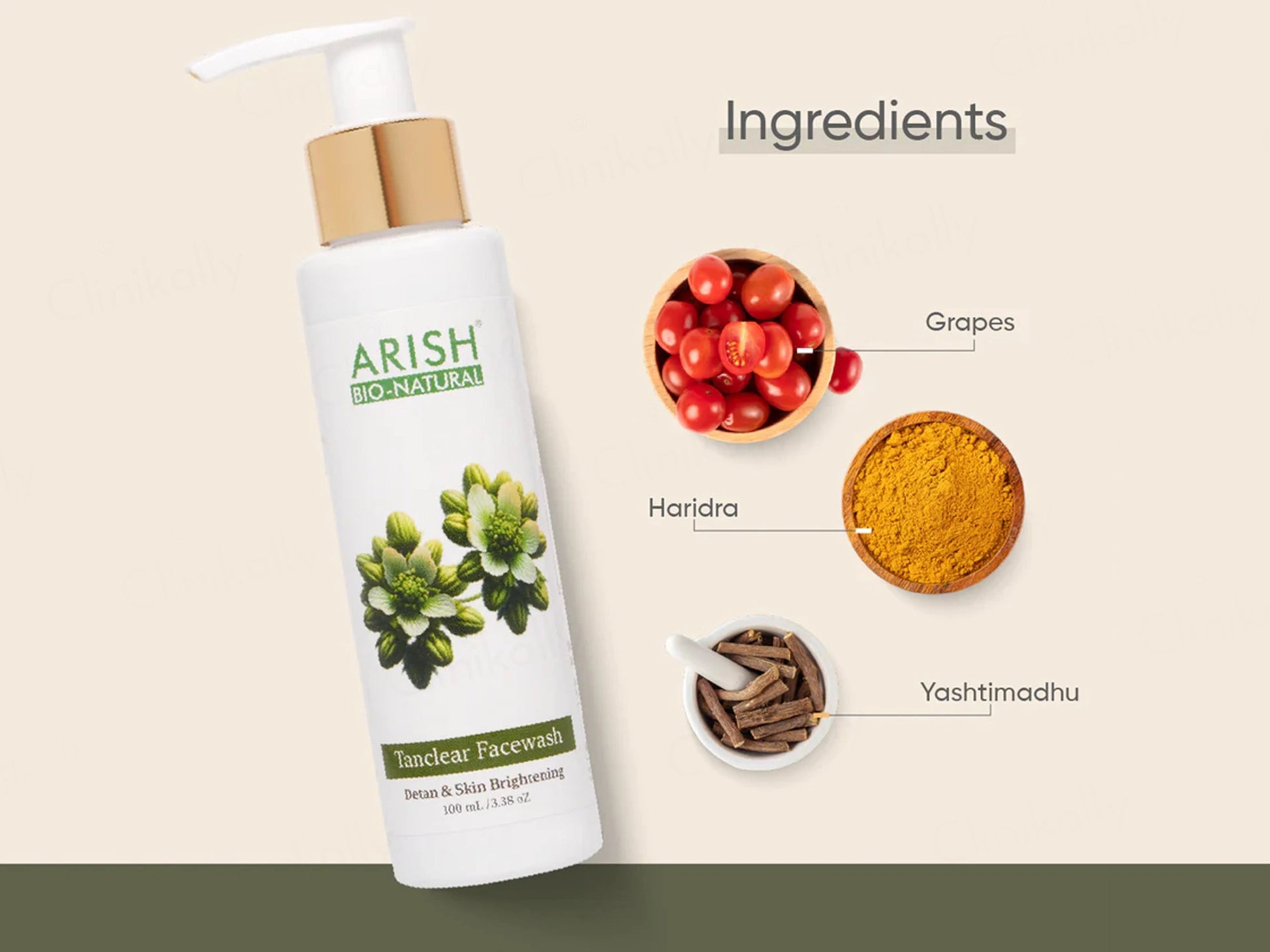 Arish Bio-Natural Tanclear Detan and  Skin Brightening Face Wash