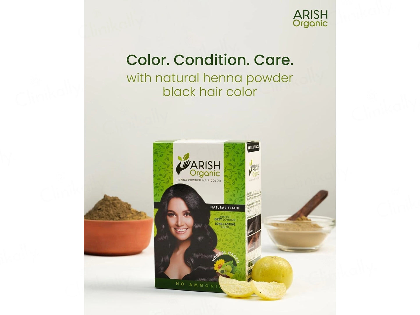 Arish Organic Henna Powder No Ammonia Herbal Hair Color Natural Black