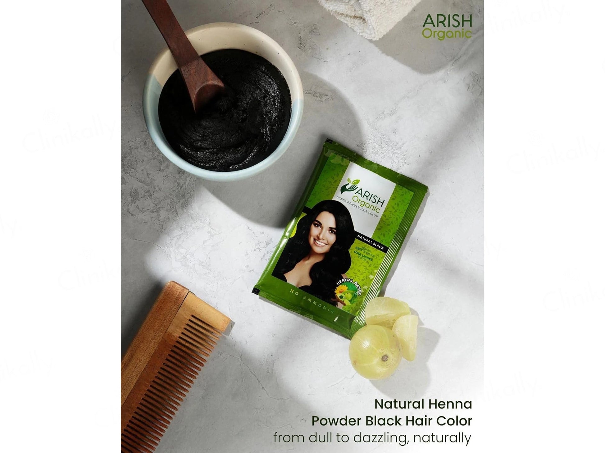 Arish Organic Henna Powder No Ammonia Herbal Hair Color Natural Black