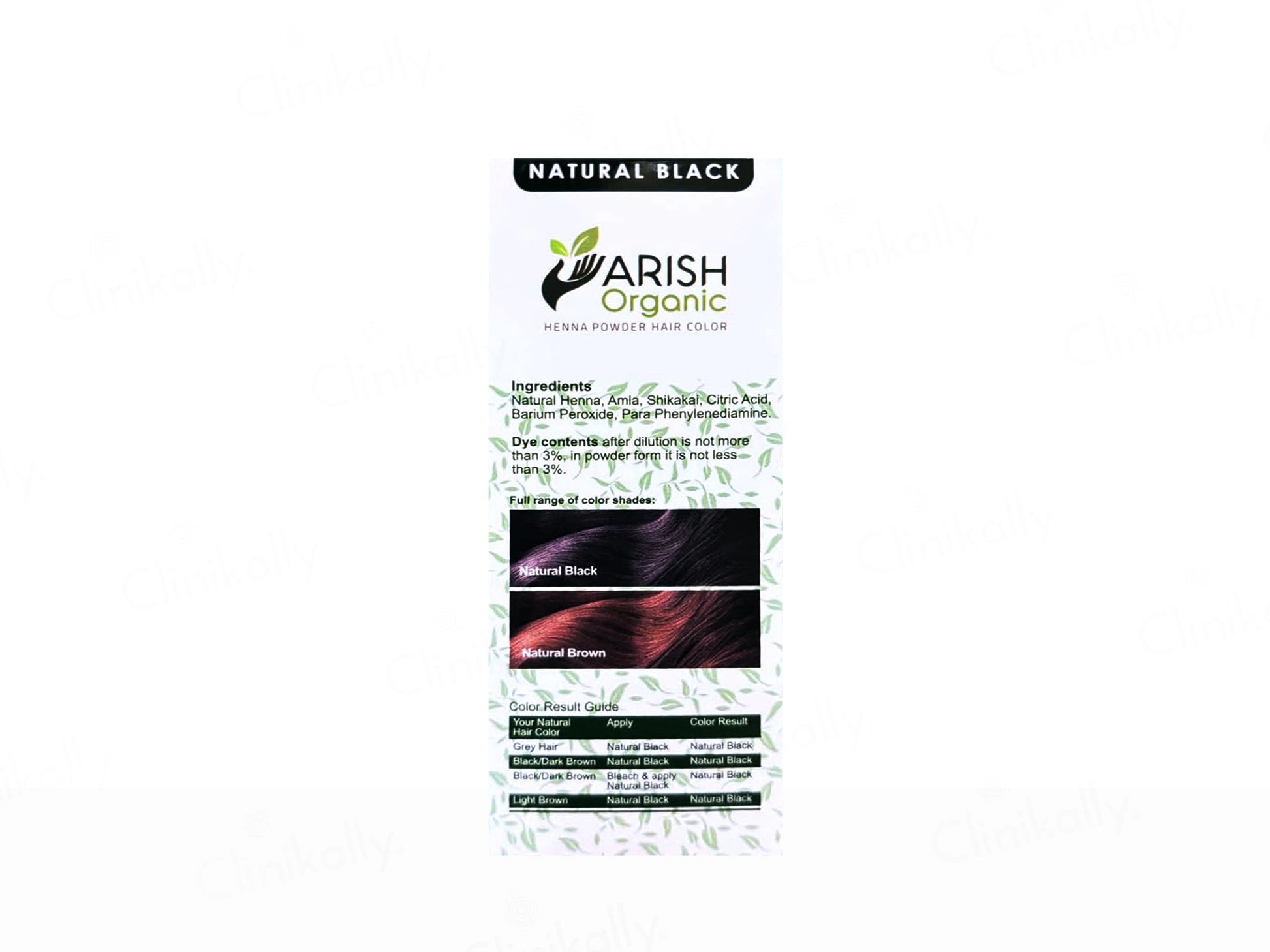 Arish Organic Henna Powder No Ammonia Herbal Hair Color Natural Black