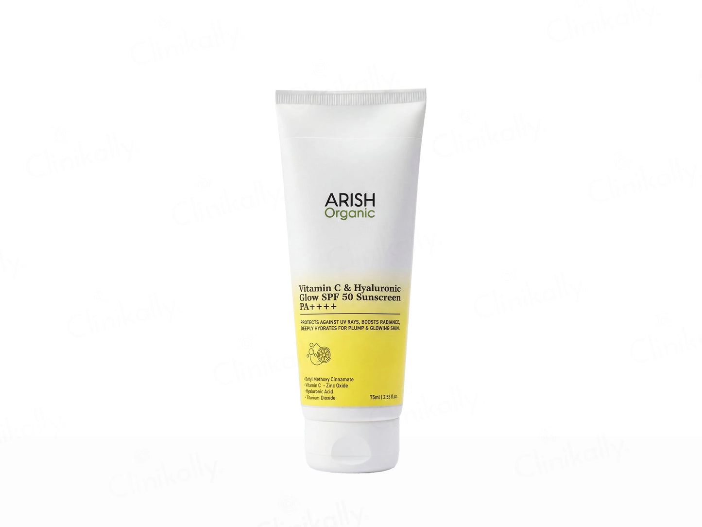 Arish Organic Vitamin C and  Hyaluronic Acid Glow Sunscreen SPF 50 PA
