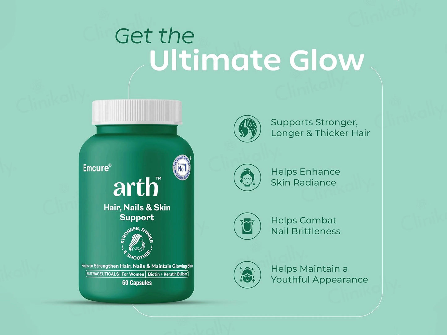 Arth Hair, Nails and  Skin Support Nutraceutical Capsule For Women