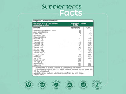 Arth Hair, Nails and  Skin Support Nutraceutical Capsule For Women