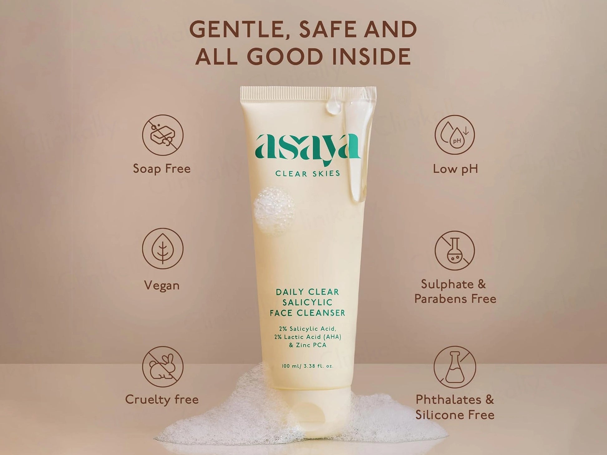 Asaya Daily Clear 2 Percent Salicylic Acid Face Cleanser