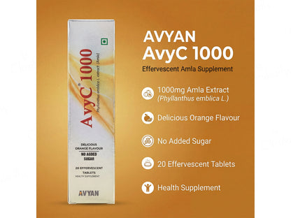 AvyC 1000 Vitamin C Effervescent Tablet - Delicious Orange Flavour