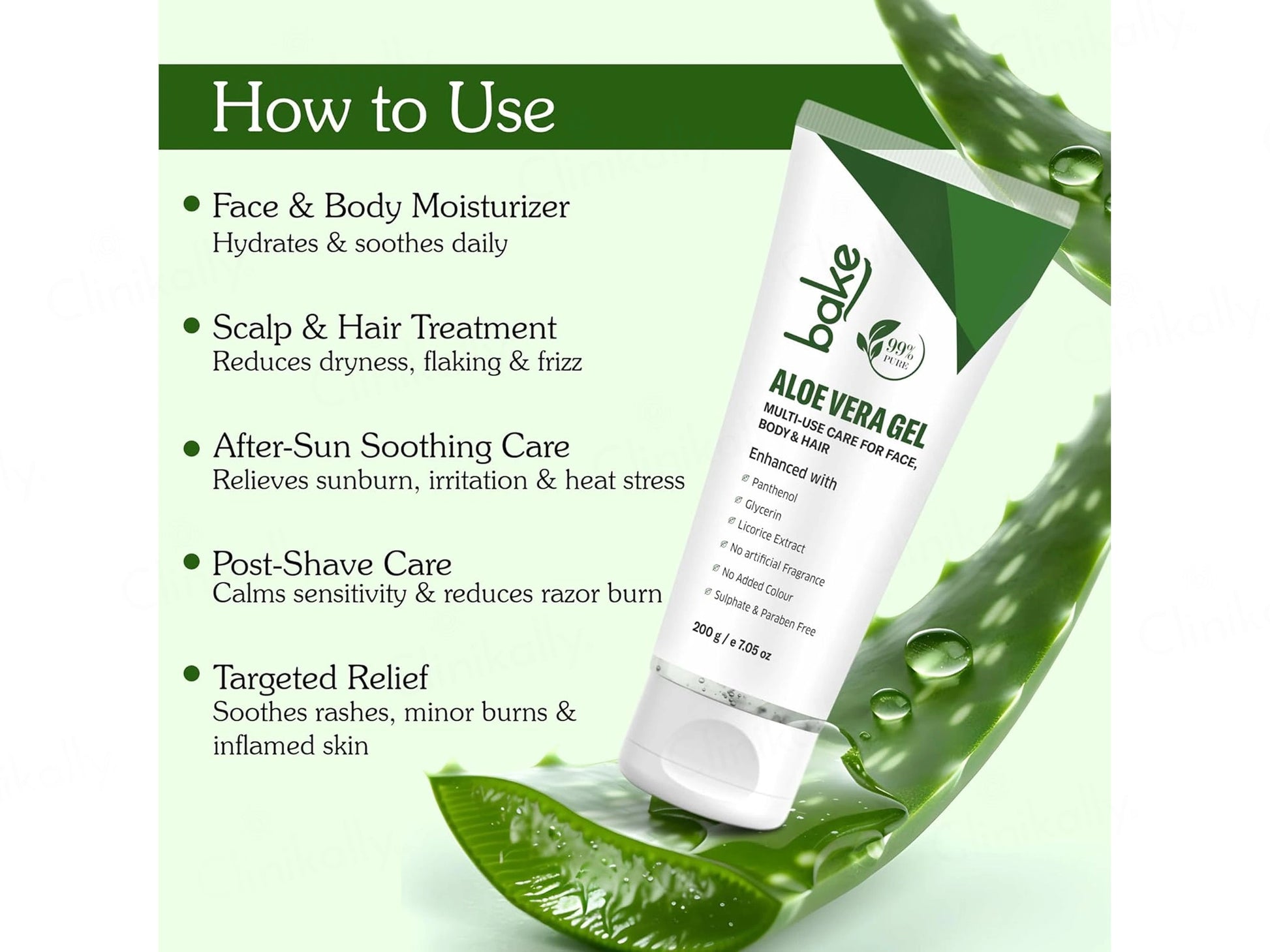 BAKE 99 Percent Pure Multi-Use Aloe Vera Gel