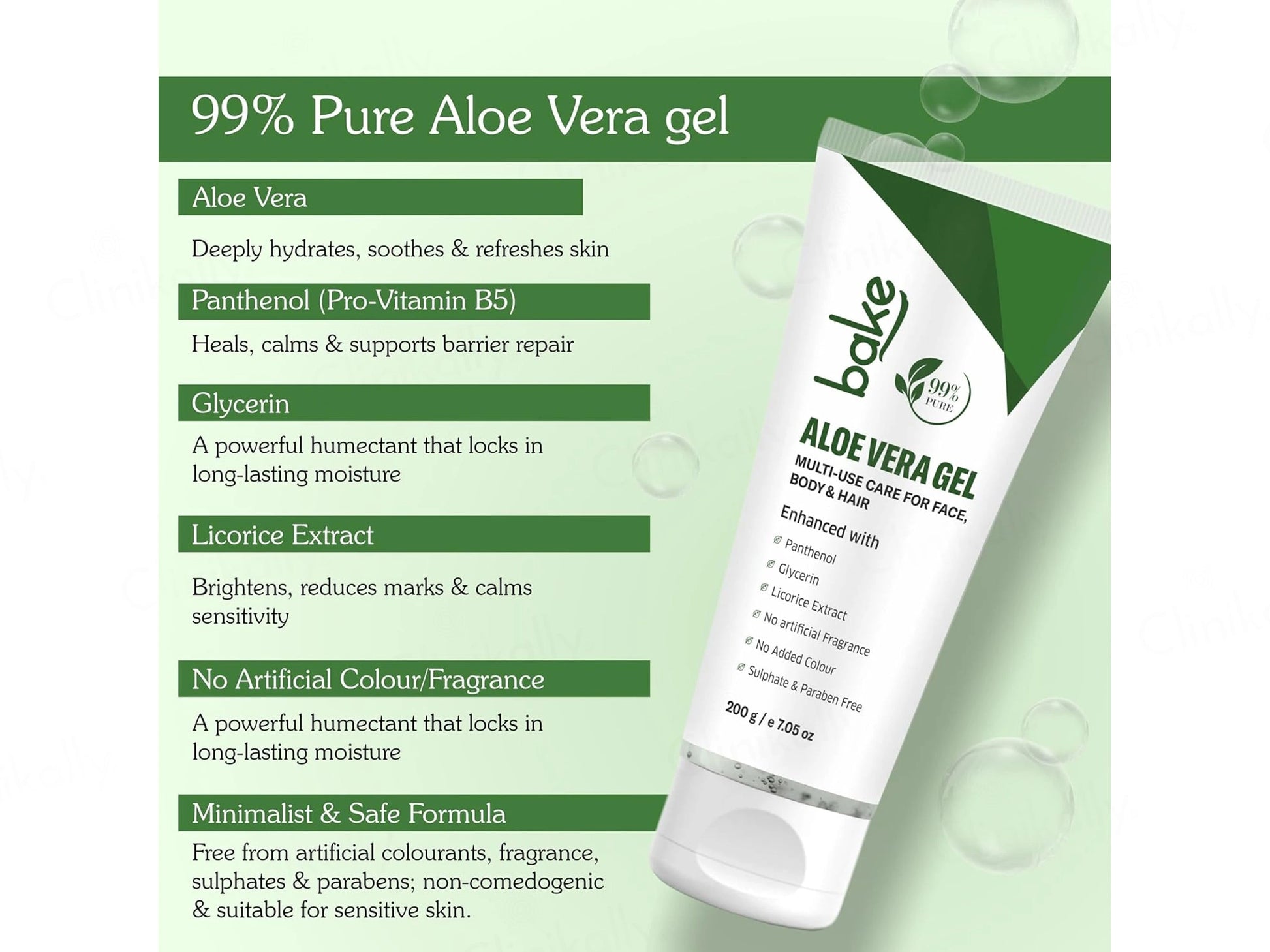 BAKE 99 Percent Pure Multi-Use Aloe Vera Gel