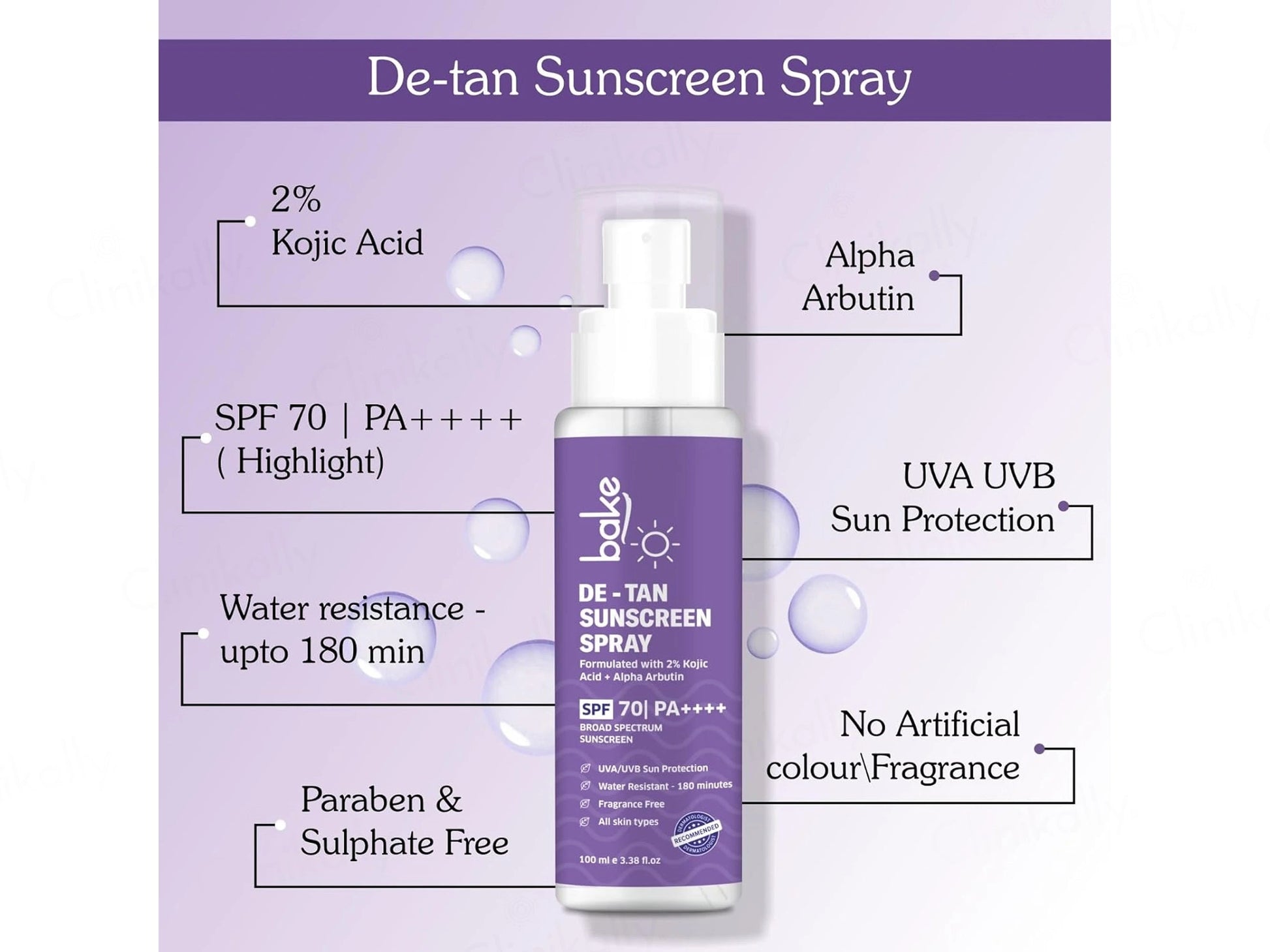 BAKE De-Tan Sunscreen Spray SPF 70 PA
