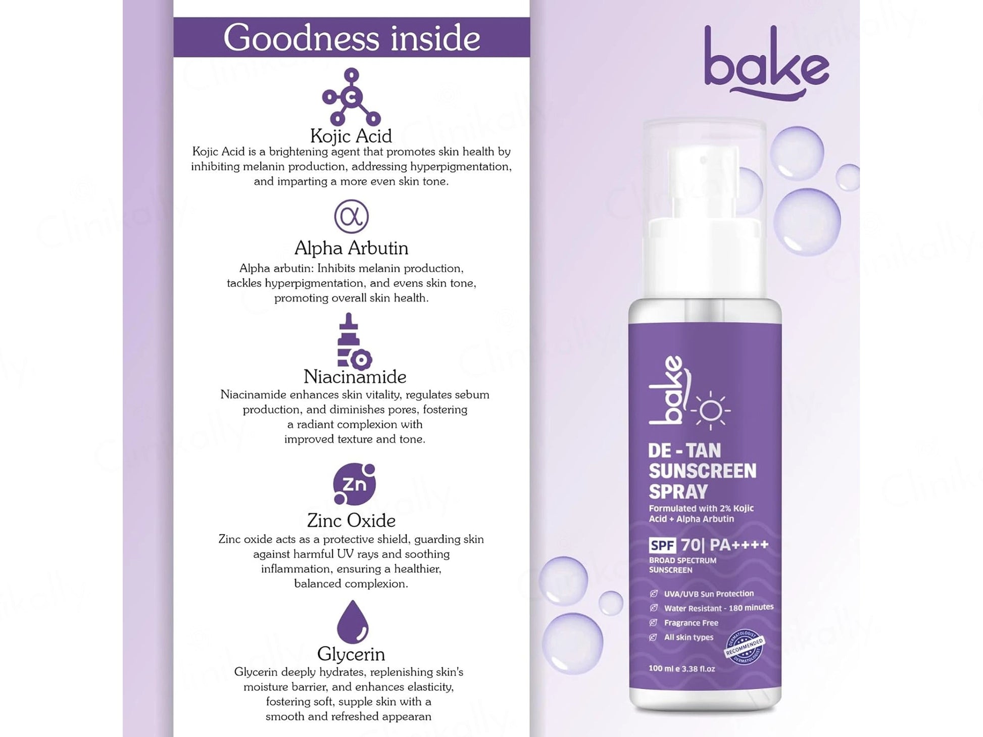 BAKE De-Tan Sunscreen Spray SPF 70 PA