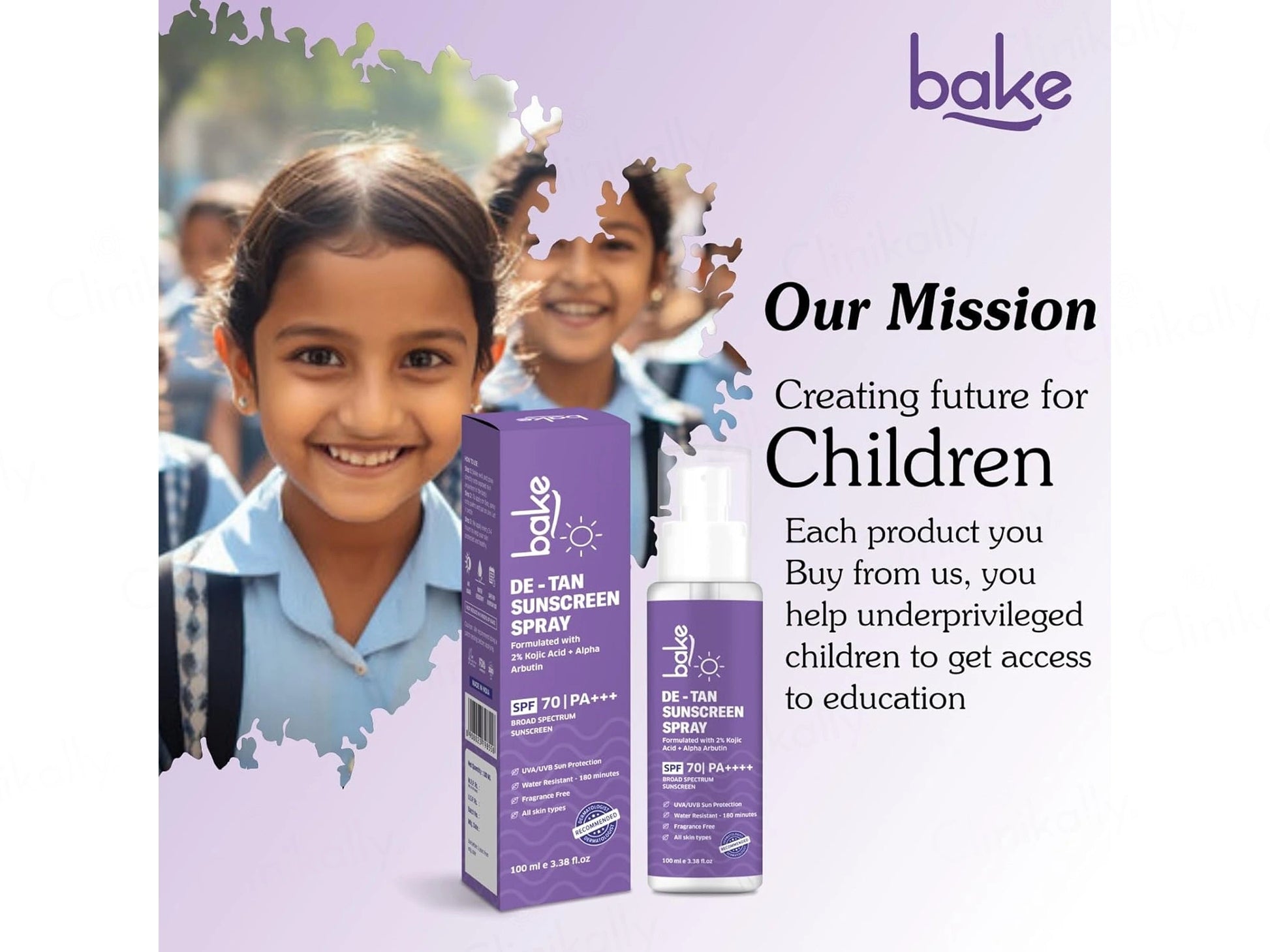 BAKE De-Tan Sunscreen Spray SPF 70 PA