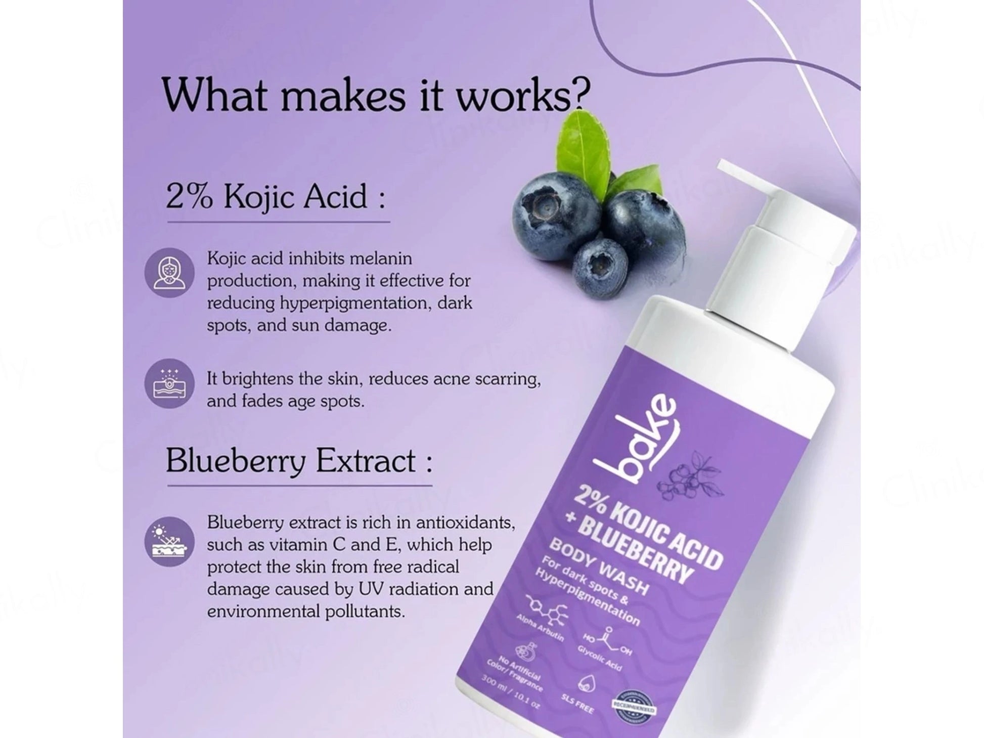 Bake 2 Percent Kojic Acid  Blueberry Body Wash