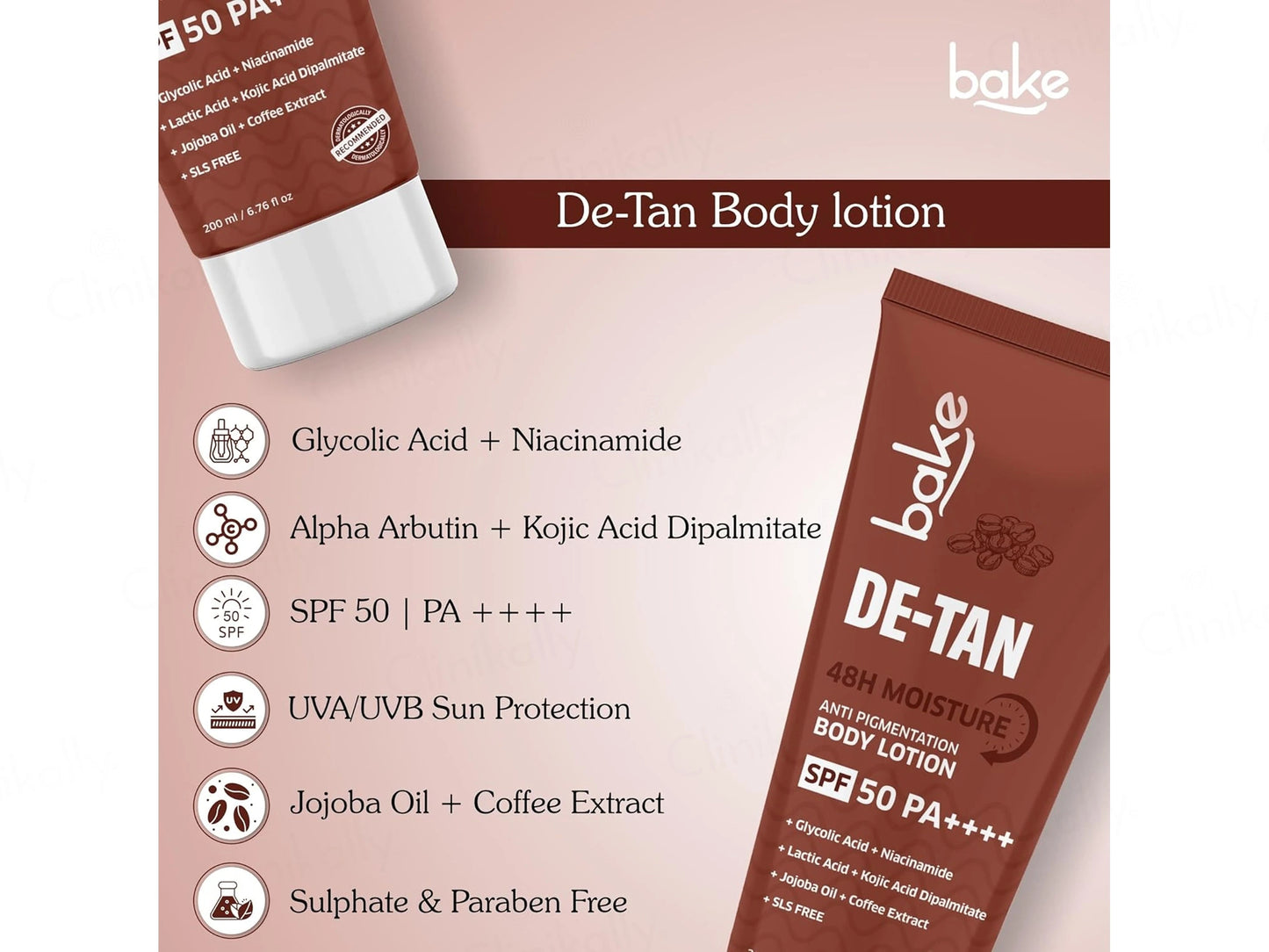 Bake De-Tan Anti Pigmentation Body Lotion SPF 50 PA