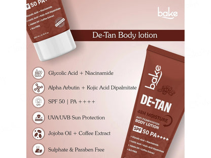 Bake De-Tan Anti Pigmentation Body Lotion SPF 50 PA