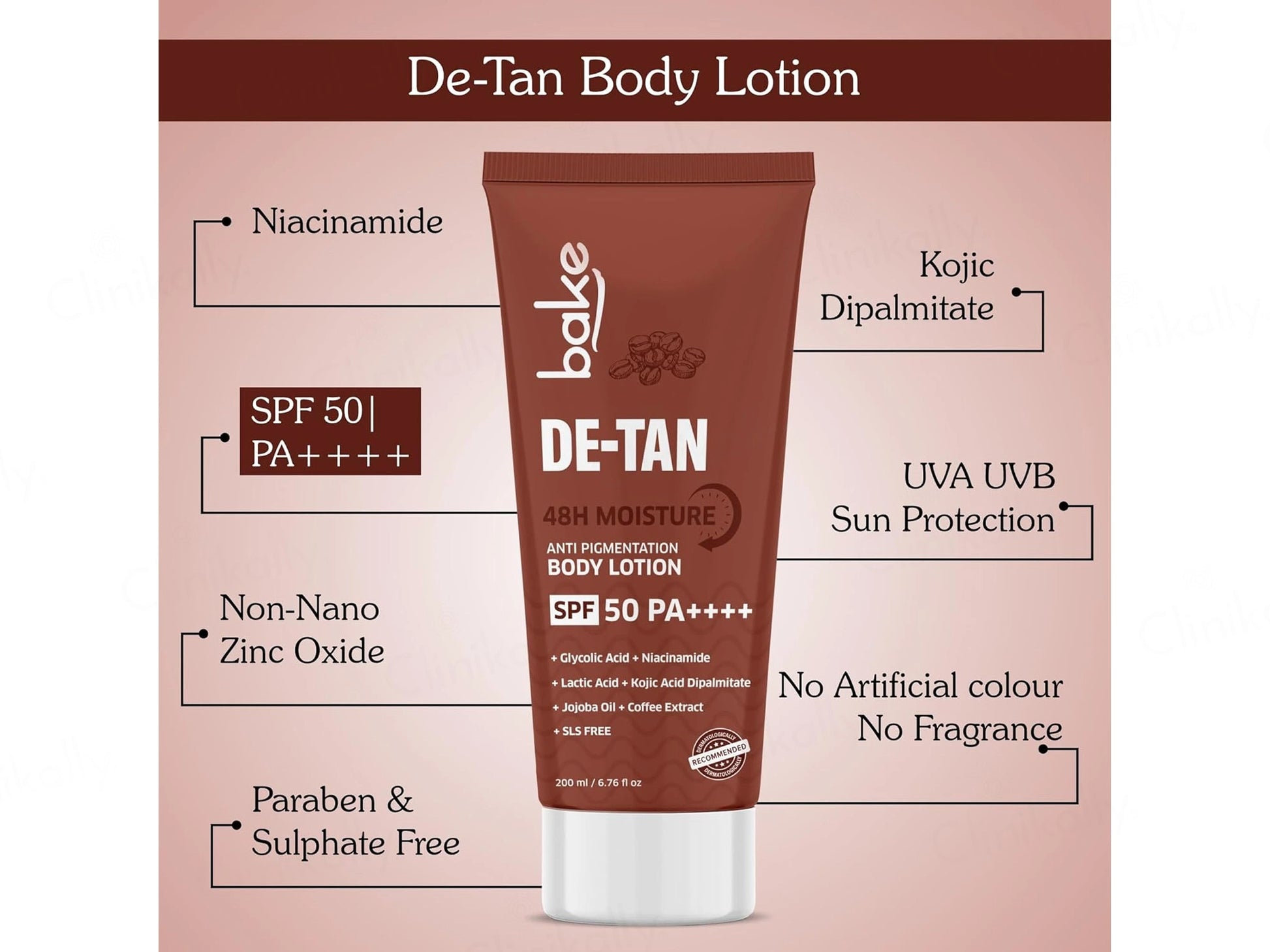 Bake De-Tan Anti Pigmentation Body Lotion SPF 50 PA