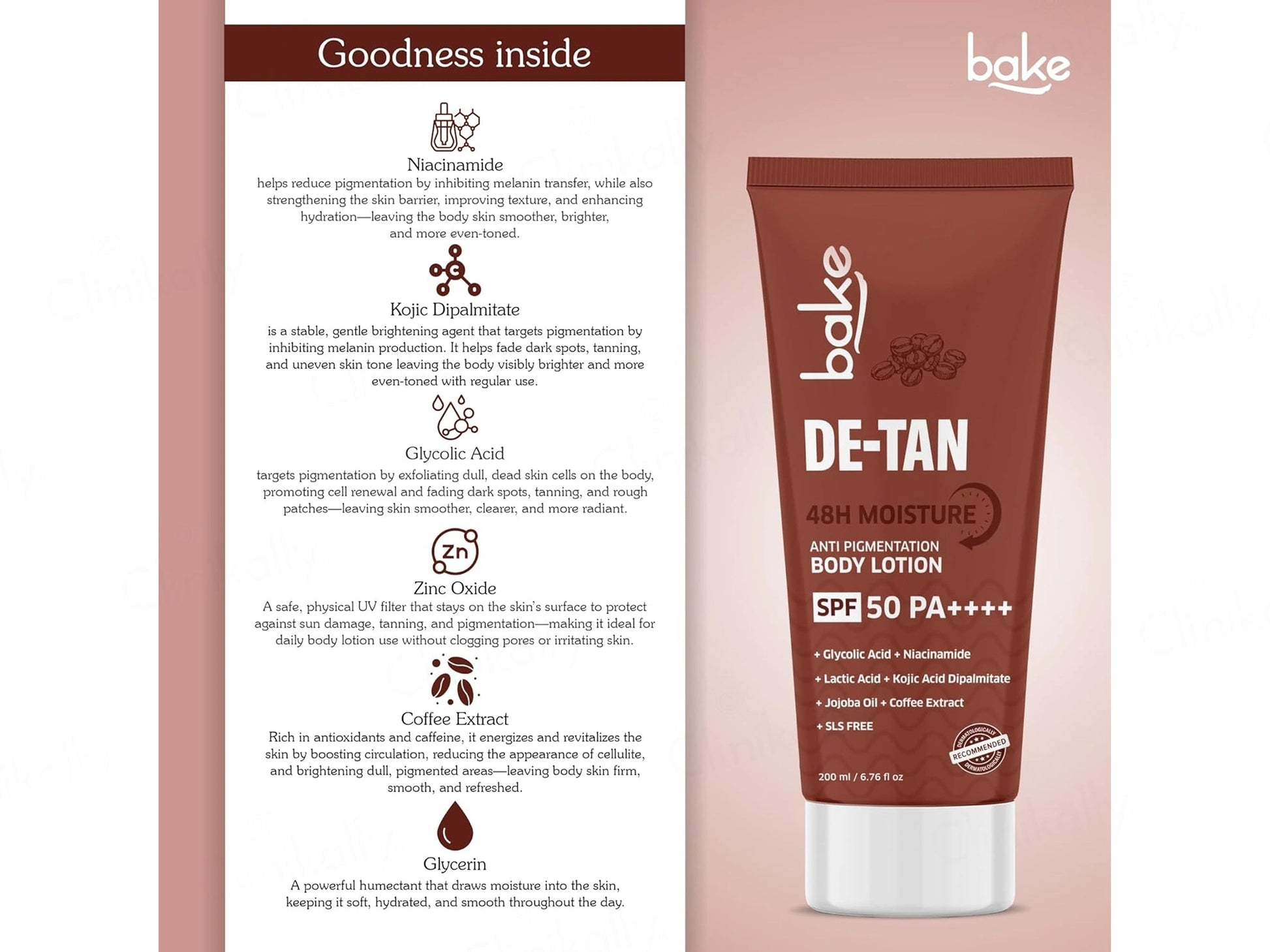 Bake De-Tan Anti Pigmentation Body Lotion SPF 50 PA