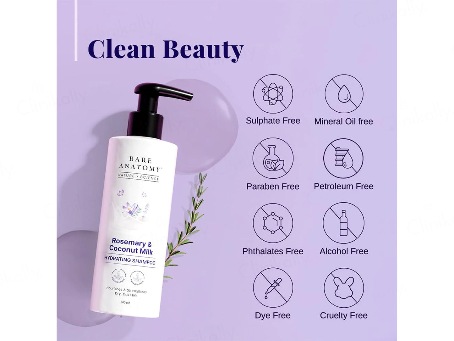 Bare Anatomy Rosemary and  Coconut Milk Hydrating Shampoo