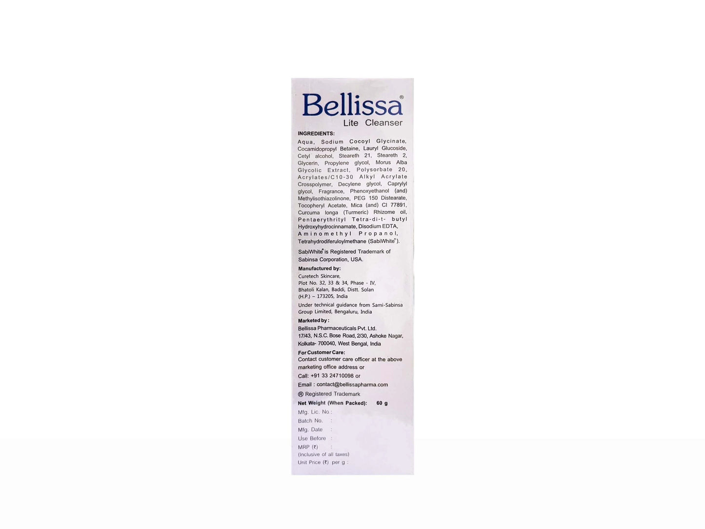 Bellissa Lite Brightening and  Lightening Face Cleanser