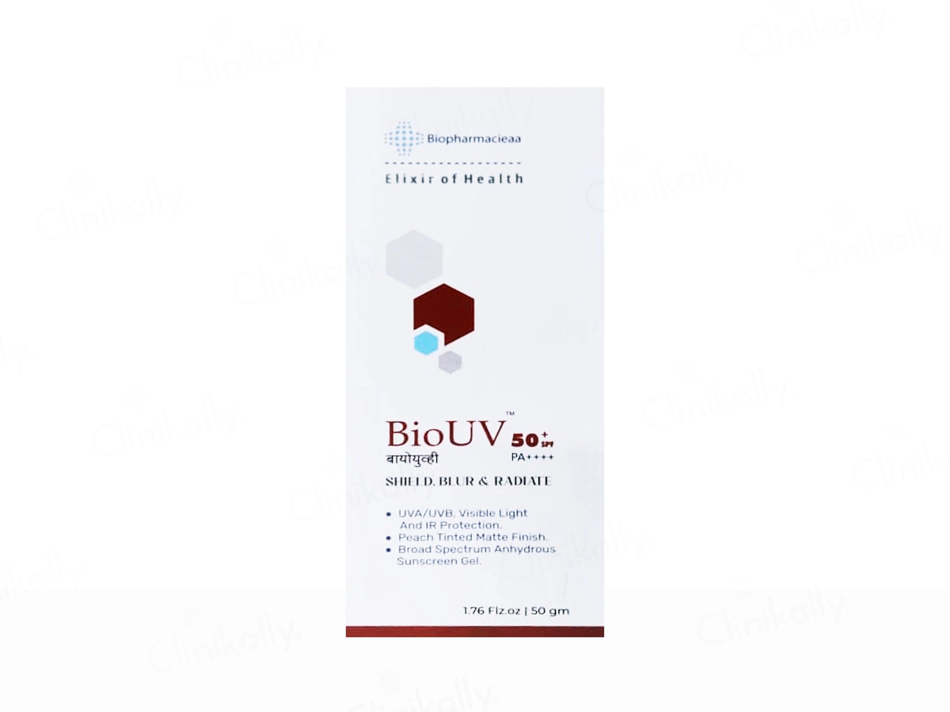 BioUV Peach Tinted Matte Anhydrous Sunscreen Gel SPF 50 PA