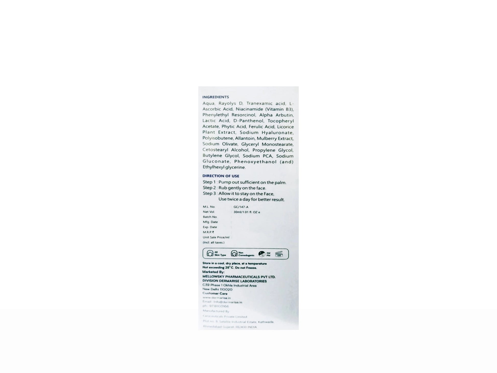 Biomelin De-Pigmentation Serum