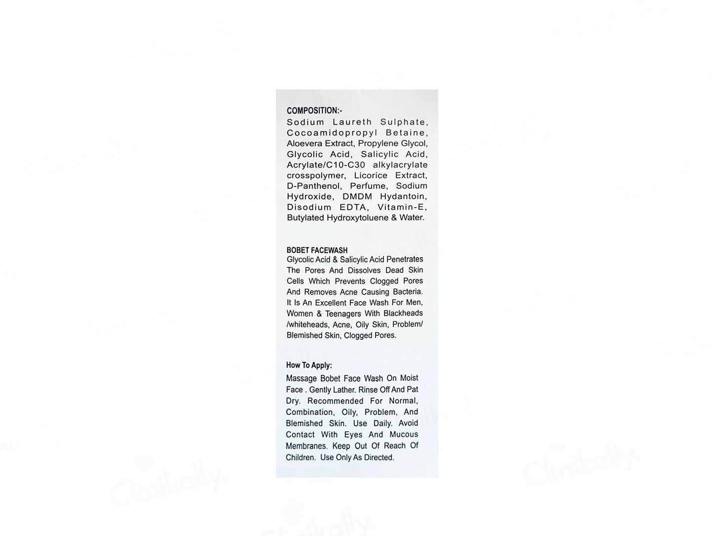 Bobet Glycolic and  Salicylic Acid Face Wash