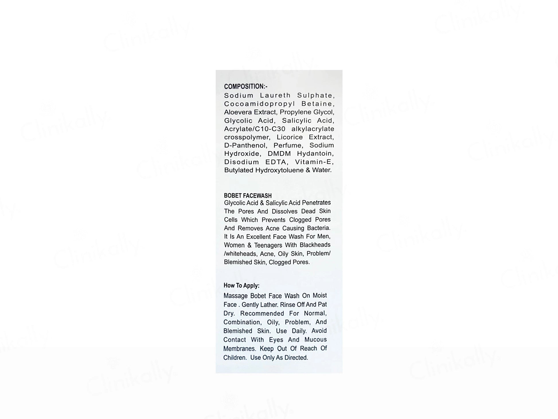 Bobet Glycolic and  Salicylic Acid Face Wash