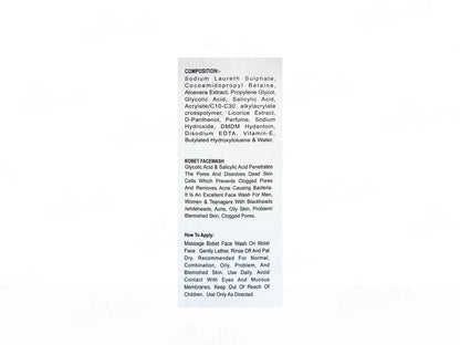 Bobet Glycolic and  Salicylic Acid Face Wash