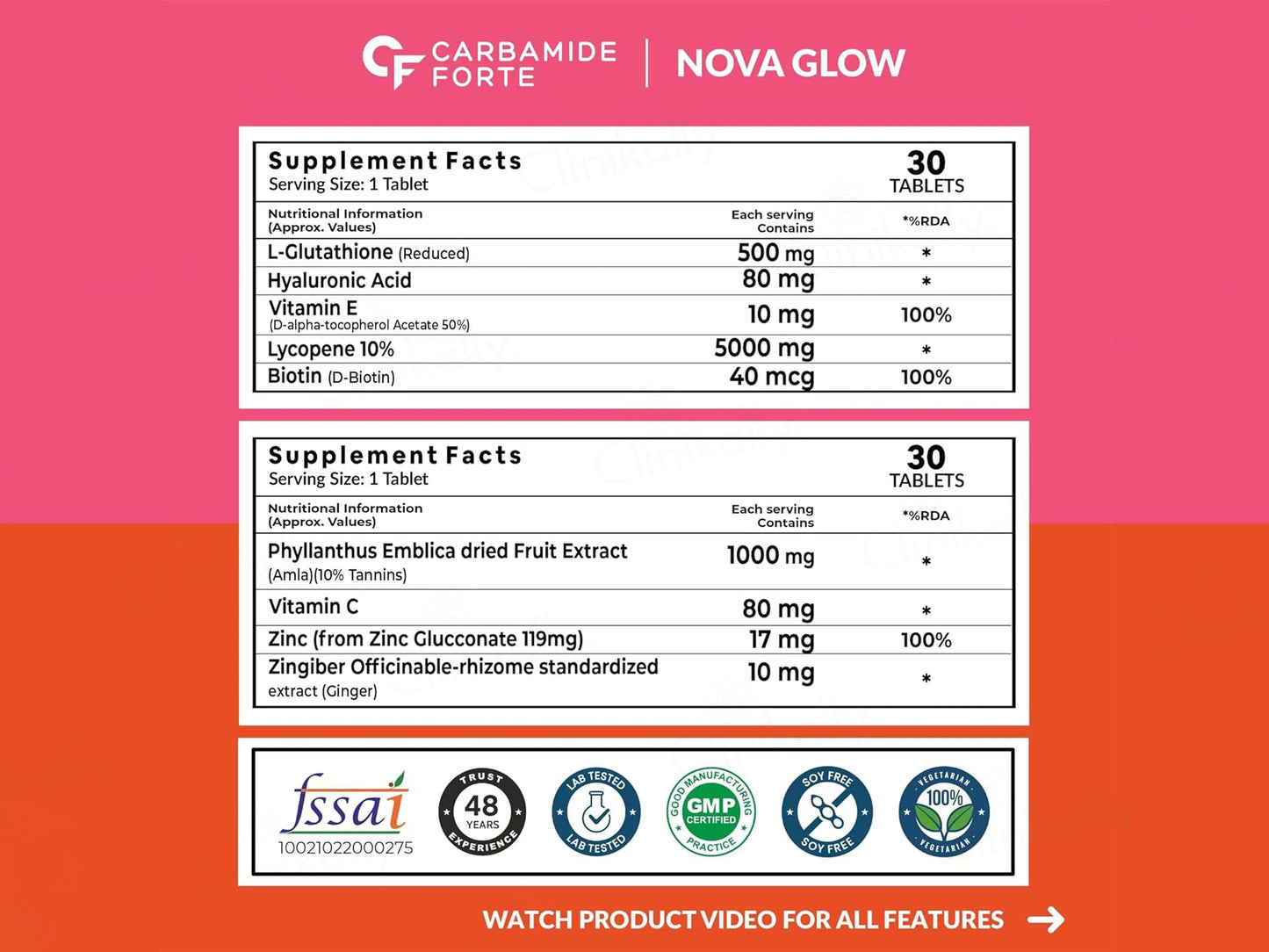 Carbamide Forte L-Glutathione  Vitamin C 1000mg Tablet Combo Pack