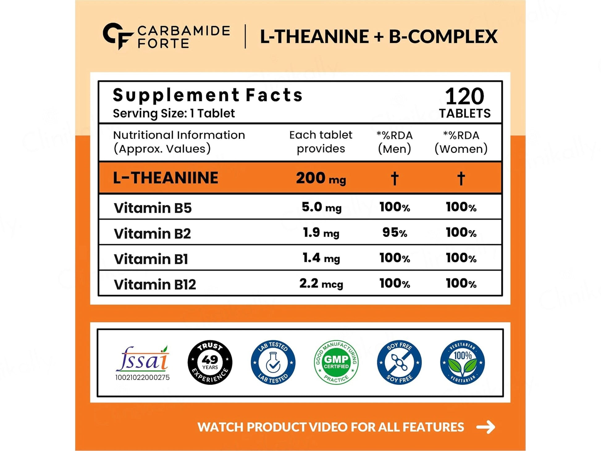 Carbamide Forte L-Theanine 200mg  Vitamin Blend Tablet